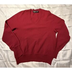 Vintage LeRoy Sweater Size Large‎ Mens Knitwear Red 100% Pure Wool Grandpa